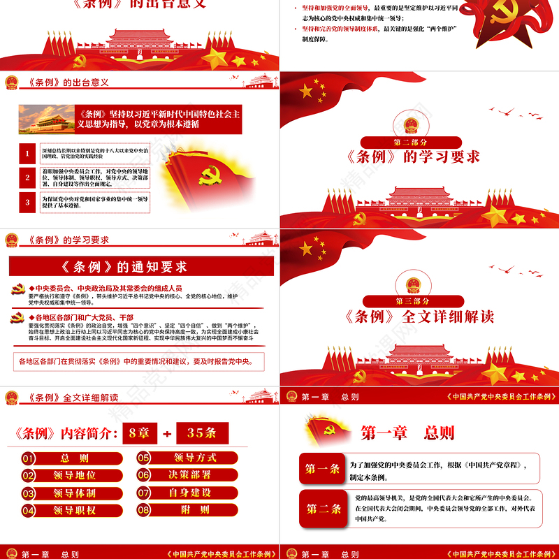 简洁大气中国共产党中央委员会工作条例学习解读党课PPT