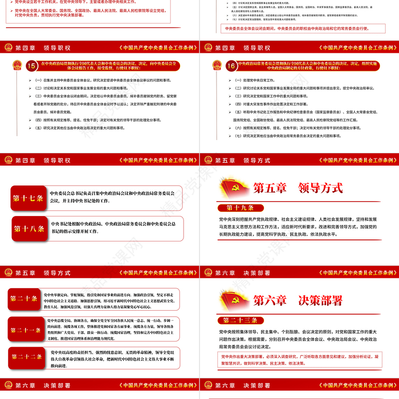 简洁大气中国共产党中央委员会工作条例学习解读党课PPT
