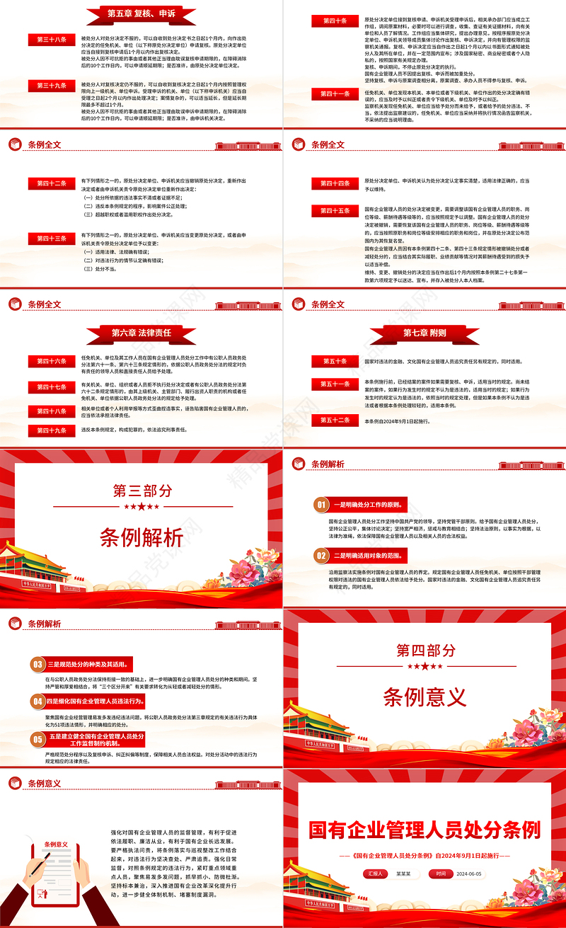 2024认真学习《国有企业管理人员处分条例》PPT模板下载课件