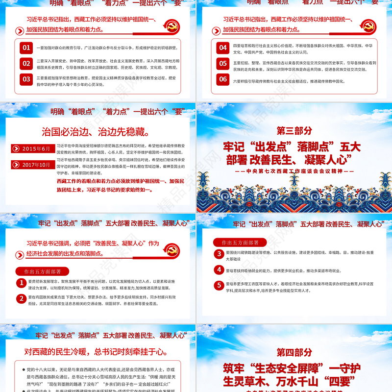 蓝色藏族元素地域党课之中央第七次西藏工作座谈会会议精神PPT模板