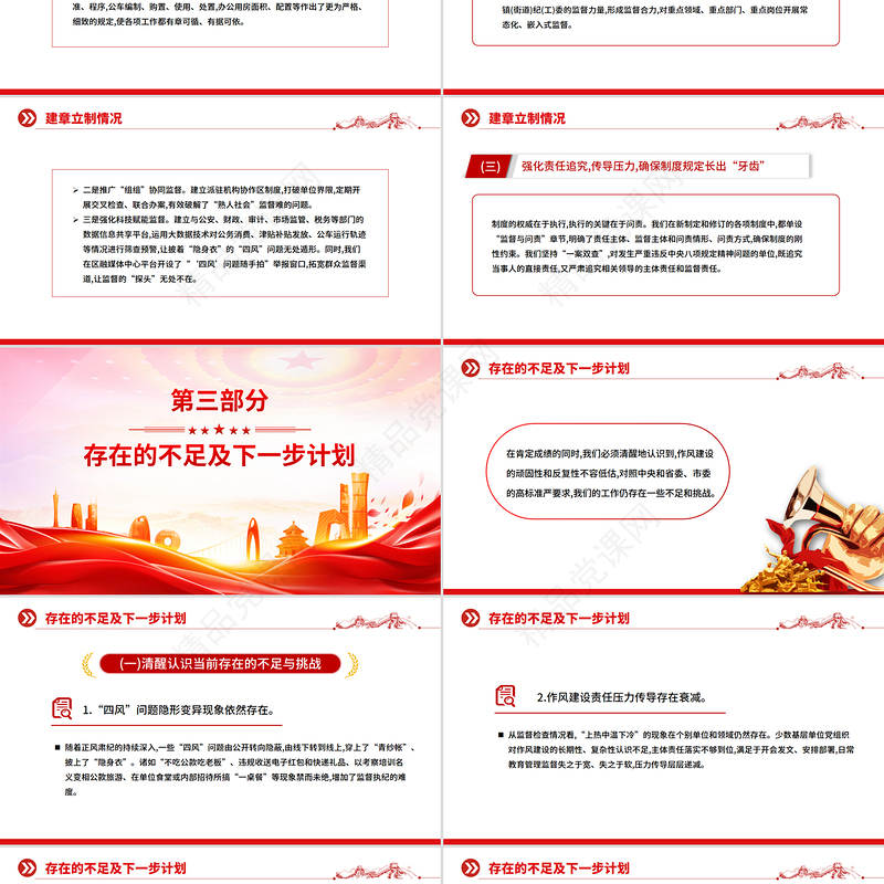 党政风深入推进作风建设总结报告PPT模板