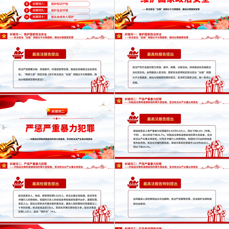 简洁大气十大关键词解读两高报告PPT2025两会主题课件