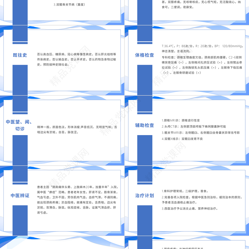 颈椎病护理查房PPT清新个性护理查房通用PPT