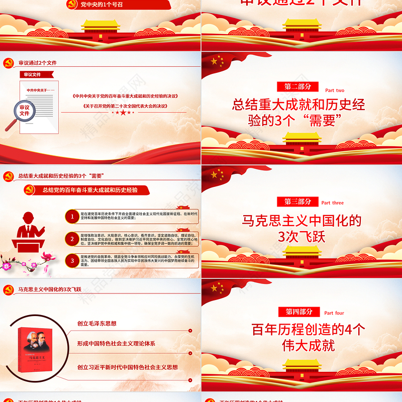 数览十九届六中全会PPT党政风优质十九届六中全会公报内容党员学习党课课件