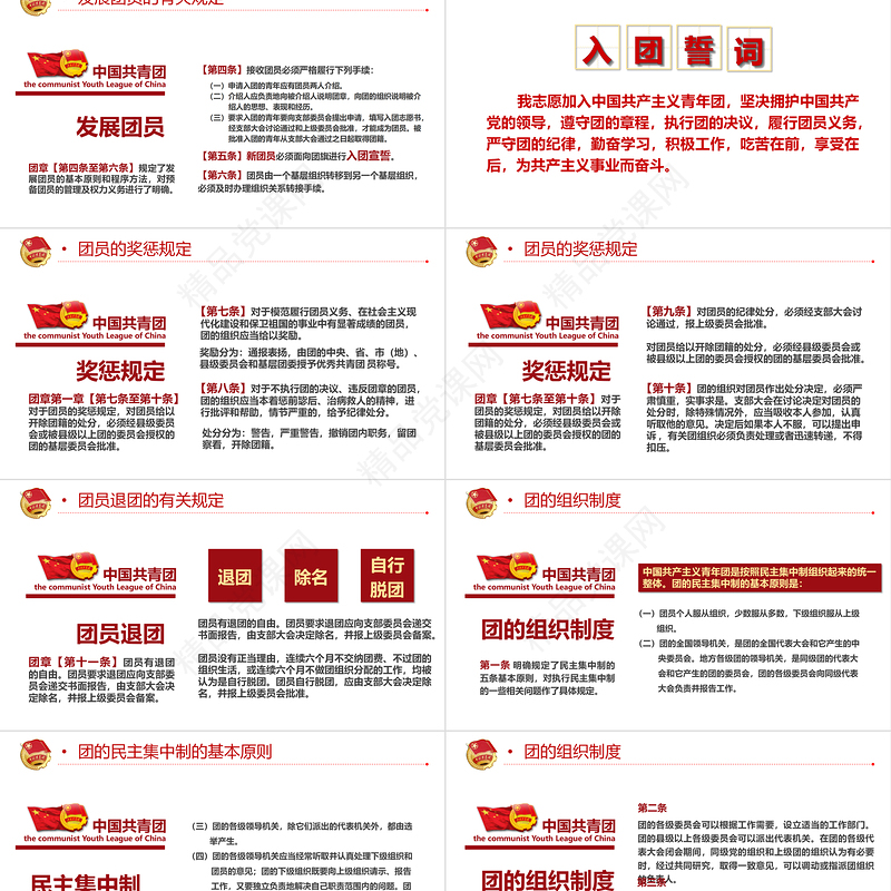 中国共青团团章学习解读PPT党政风优质共青团团支部主题党课课件模板下载