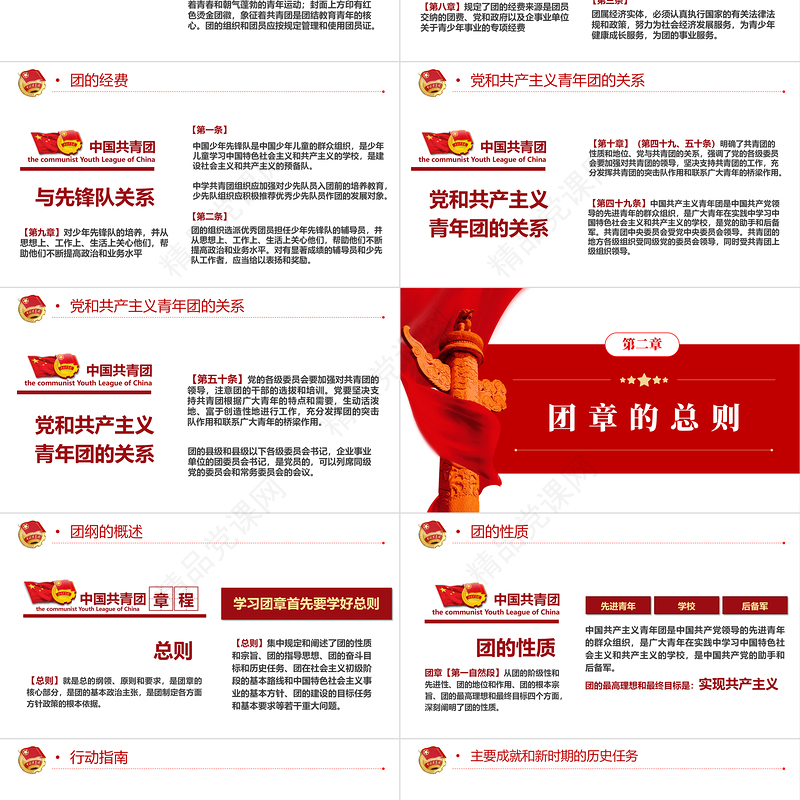 中国共青团团章学习解读PPT党政风优质共青团团支部主题党课课件模板下载