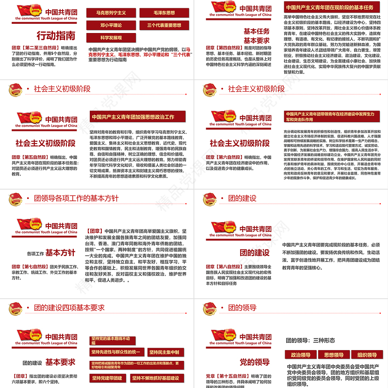 中国共青团团章学习解读PPT党政风优质共青团团支部主题党课课件模板下载