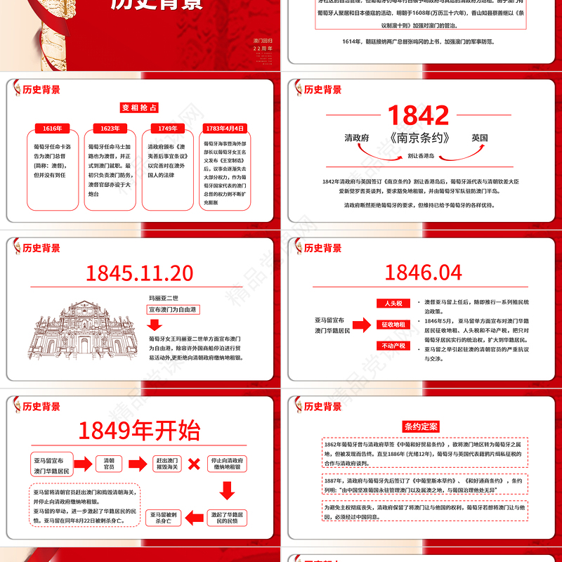 澳门回归22周年纪念日PPT红色质感一国两制同心同梦动态模板