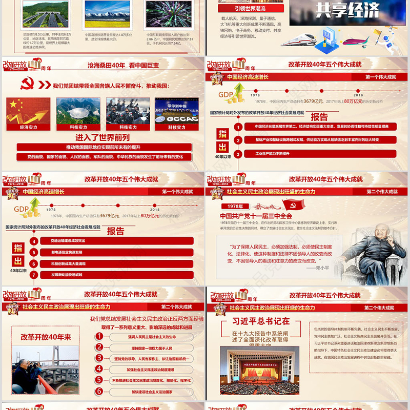 原创深化改革开放40周年成就经验党政党建党课