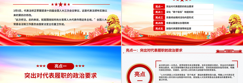 大气简洁新修订《代表法》五大亮点解读PPT法律法规主题课件