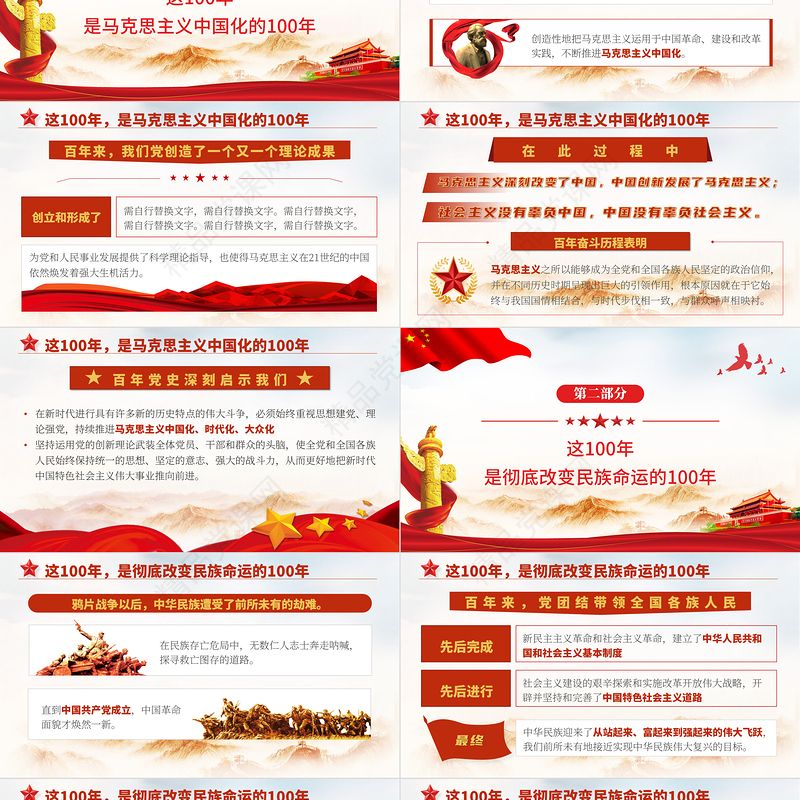 百年大党风华掠影PPT中国共产党的百年奋斗是马克思主义中国化彻底改变民族命运为人民谋幸福推动人类历史进步的100年党课课件