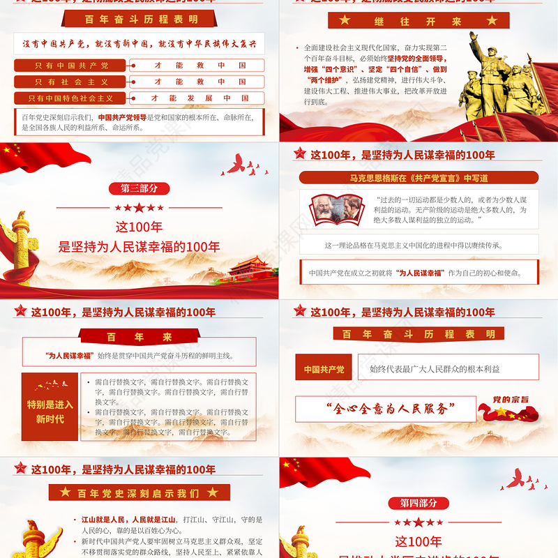百年大党风华掠影PPT中国共产党的百年奋斗是马克思主义中国化彻底改变民族命运为人民谋幸福推动人类历史进步的100年党课课件