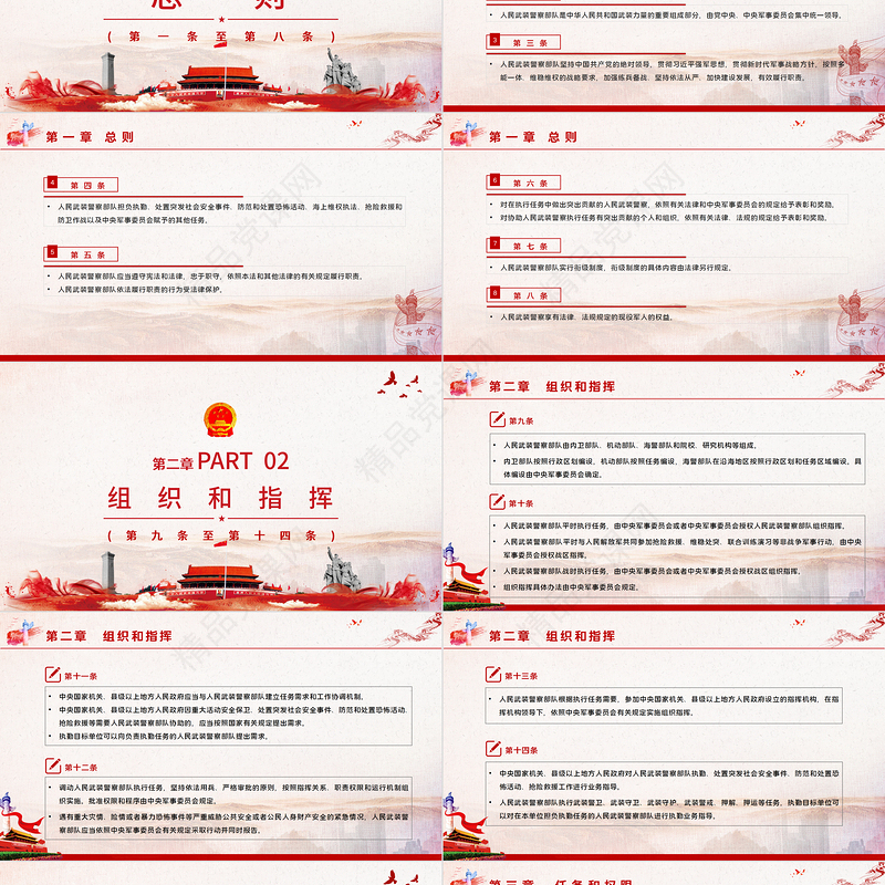 学习解读《中华人民共和国人民武装警察法》PPT模板-含讲稿