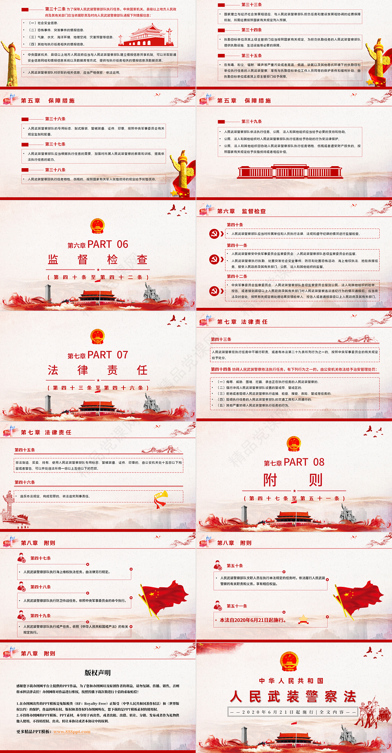 学习解读《中华人民共和国人民武装警察法》PPT模板-含讲稿