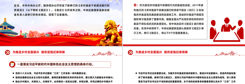 精美简洁新修订《农村基层干部廉洁履行职责规定》解读问答PPT课件