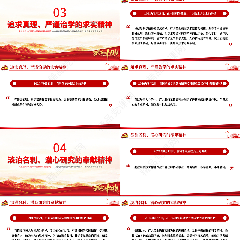 科学家精神PPT建党100周年中国精神谱系大力弘扬科学家精神实现科技自立自强加强作风建设和学风建设党课课件