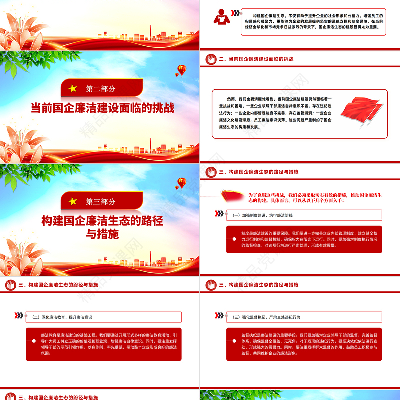 2024构建国企廉洁生态PPT大气精美清风正气共筑发展基石廉洁专题党课