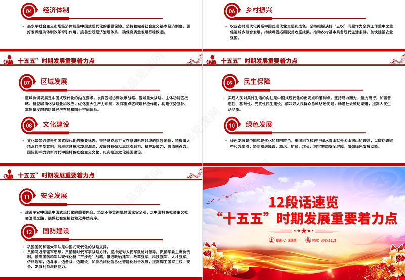 大气精美12段话速览“十五五”时期发展重要着力点PPT党课