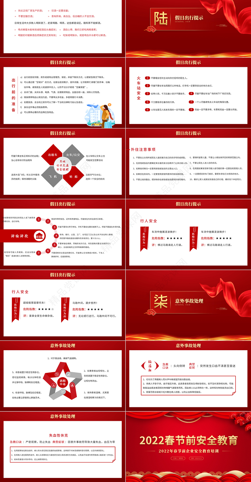 2022春节前安全教育PPT红色大气企业春节前安全教育培训课件模板