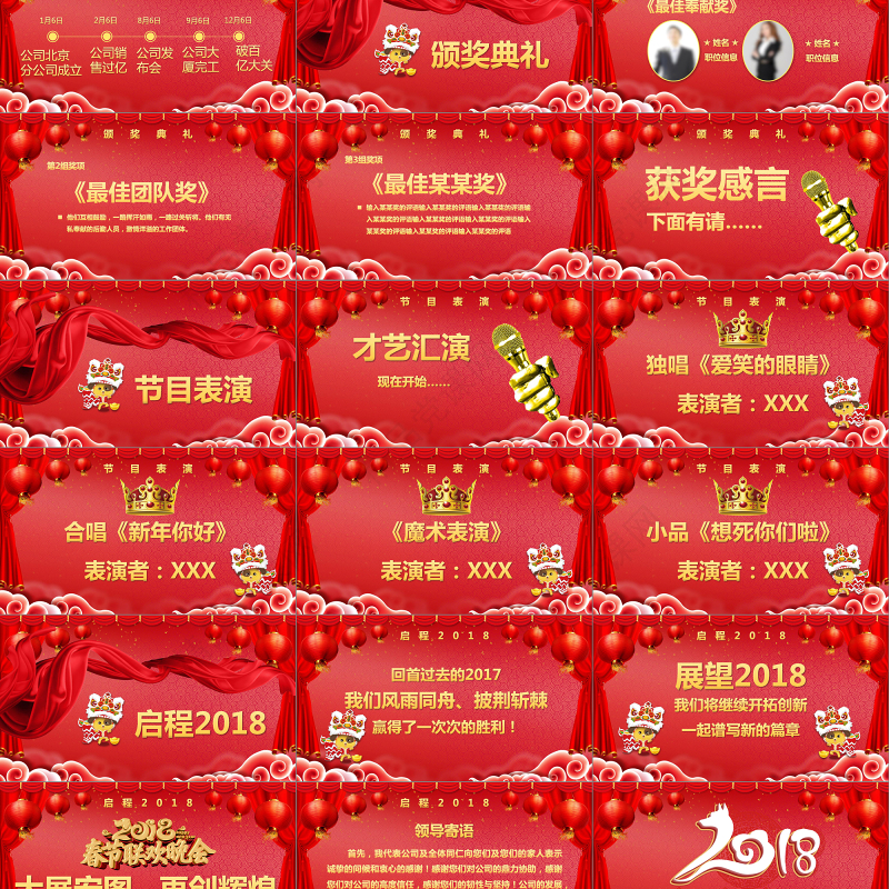 2018狗年大吉年终总结汇报PPT模板