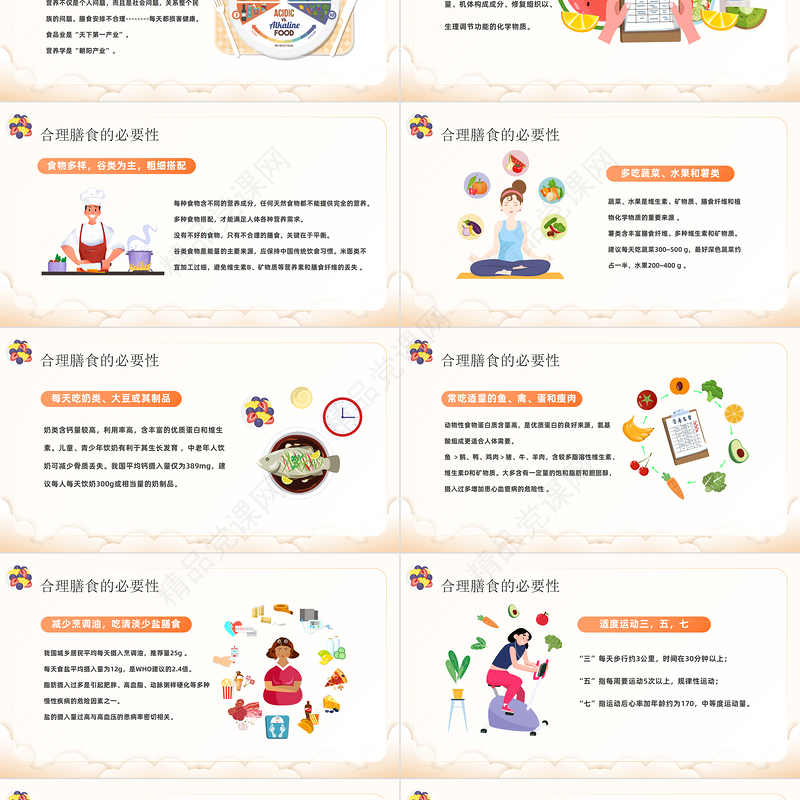 2024健康生活膳食营养PPT精美卡通中小学生全民营养周知识专题讲座课件下载