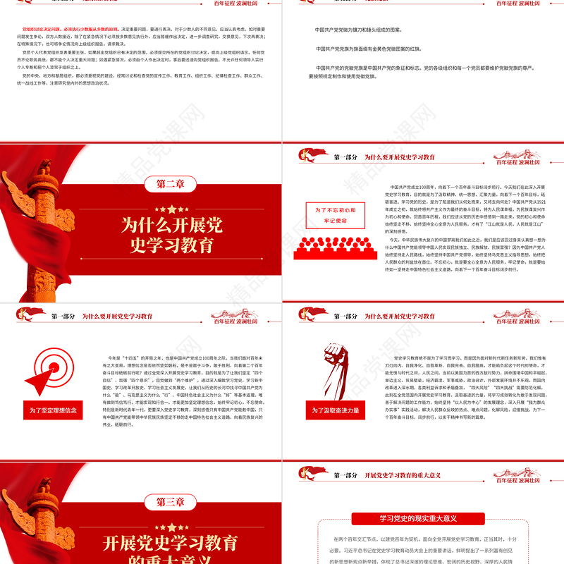 百年征程波澜壮阔PPT红色精品百年党史教育专题党课课件模板
