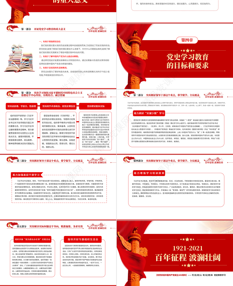 百年征程波澜壮阔PPT红色精品百年党史教育专题党课课件模板