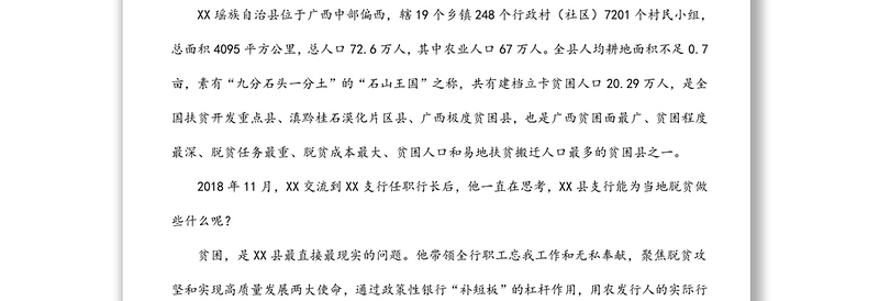 农发行X县支行行长先进事迹材料