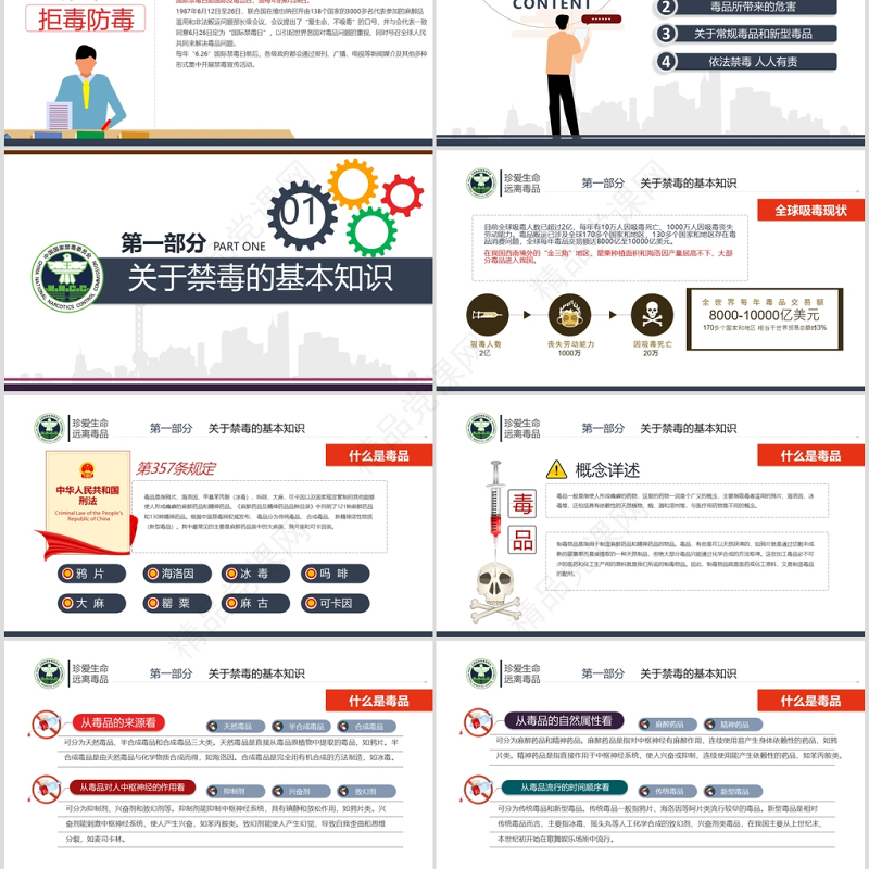 国际禁毒日珍爱生命远离毒品禁毒拒毒教育通用模板