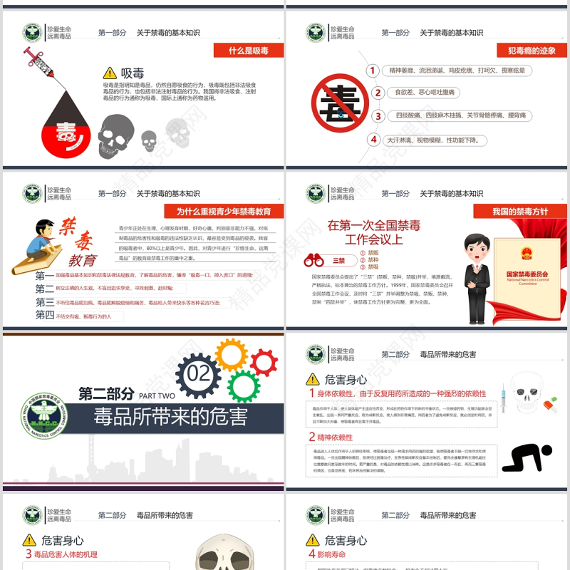 国际禁毒日珍爱生命远离毒品禁毒拒毒教育通用模板