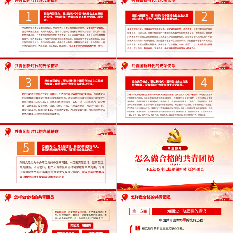 践行团员使命争做时代先锋PPT党政风做新时代合格团员主题团课课件模板