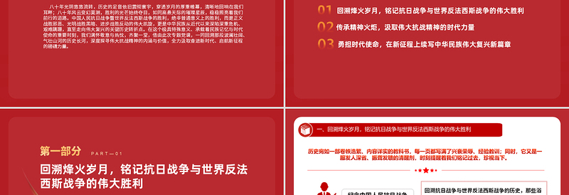 精品纪念中国人民抗日战争暨世界反法西斯战争胜利80周年PPT微党课
