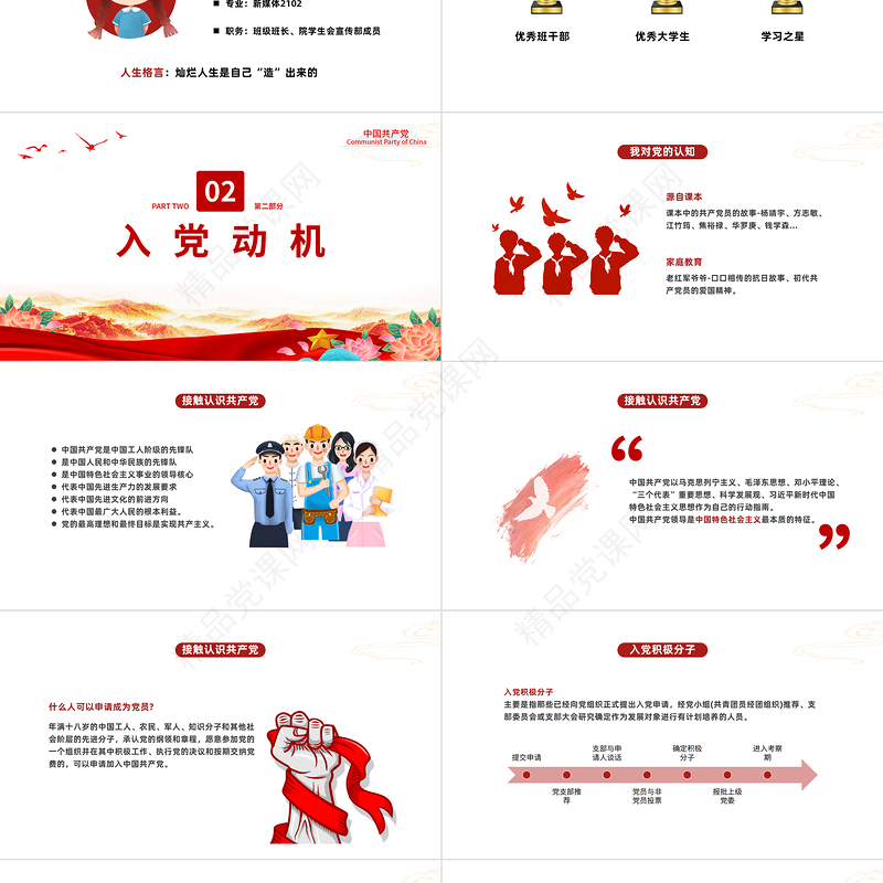 2022入党积极分子竞选PPT入党积极分子自我介绍专题课件下载