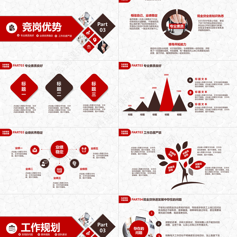 部门岗位竞聘PPT红色简洁竞聘通用专题模板