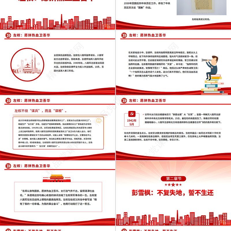 红色精美抗日战场上的铁血忠魂PPT抗战胜利80周年专题党课下载