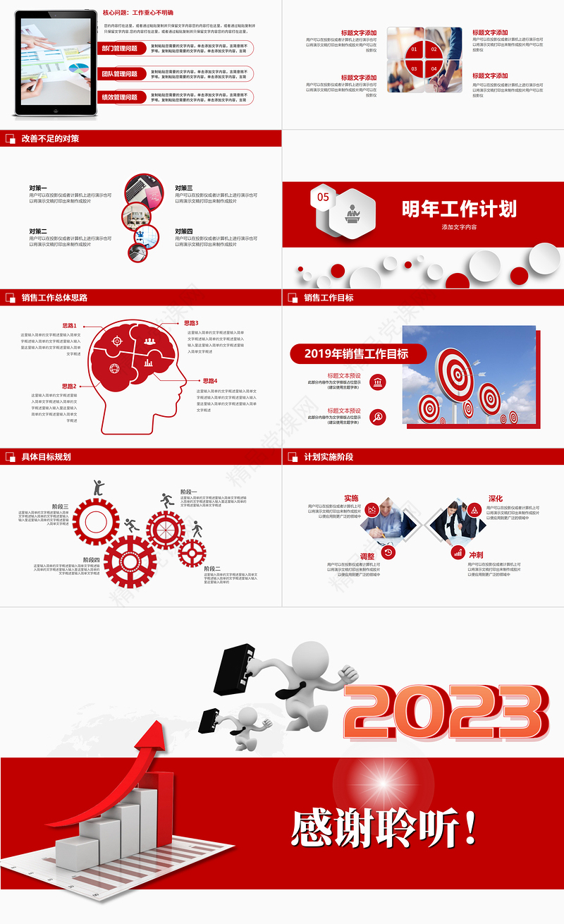 2023销售部工作汇报工作总结年终总结述职报告新年工作计划PPT模板下载