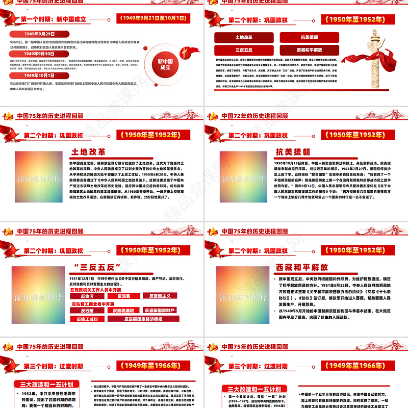 庆祝建国75周年PPT红色精美2024年礼赞新中国奋进新时代党课