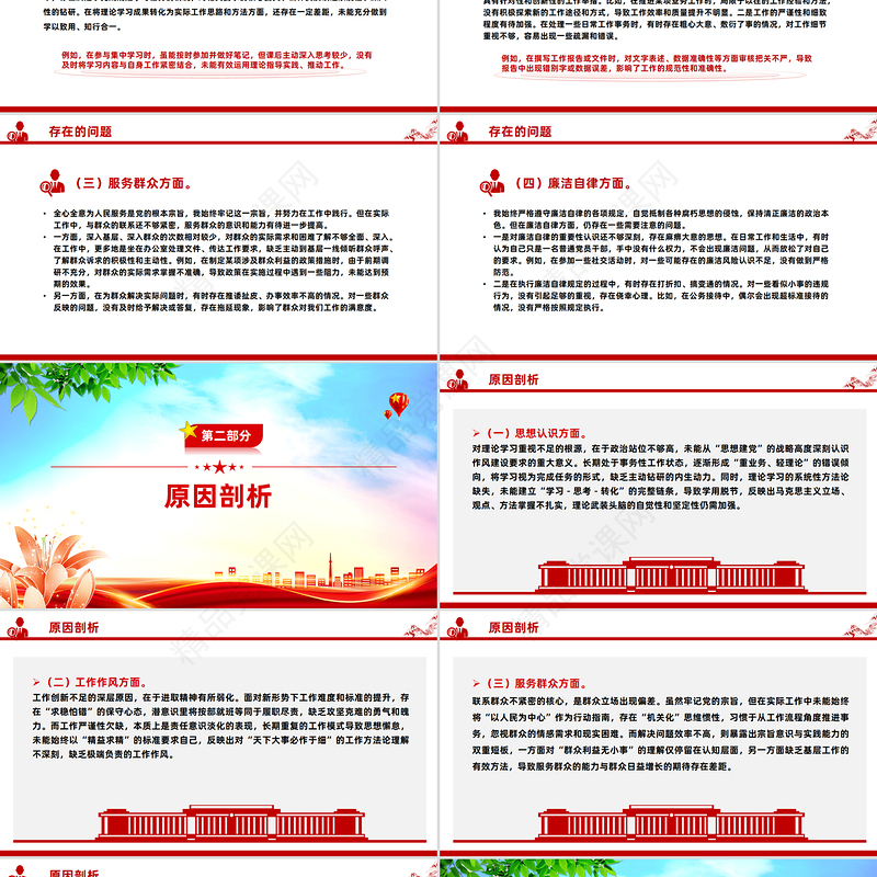 红色精美基层党员干部党性分析报告PPT模板