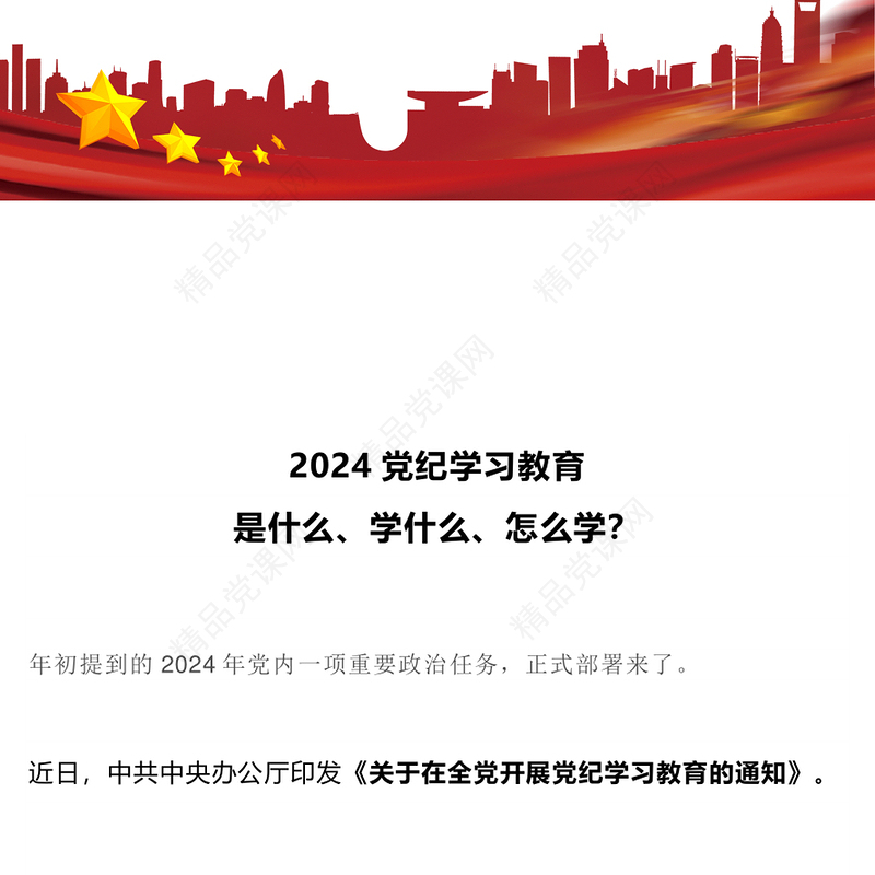 党政风优质2024党纪学习教育是什么学什么怎么学主题党课PPT(讲稿)
