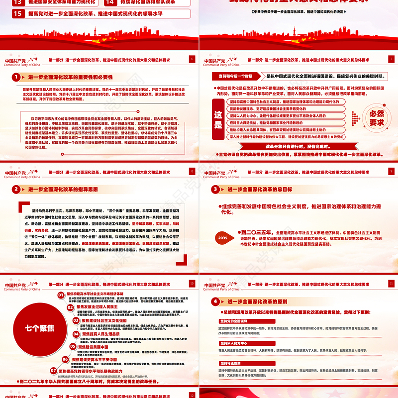 关于2024《中共中央关于进一步全面深化改革、推进中国式现代化的决定》全文PPT党课下载