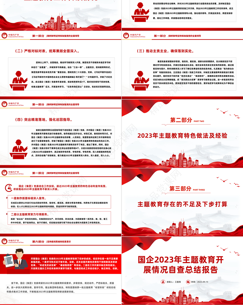 国企2023年主题教育开展情况自查总结报告PPT模板