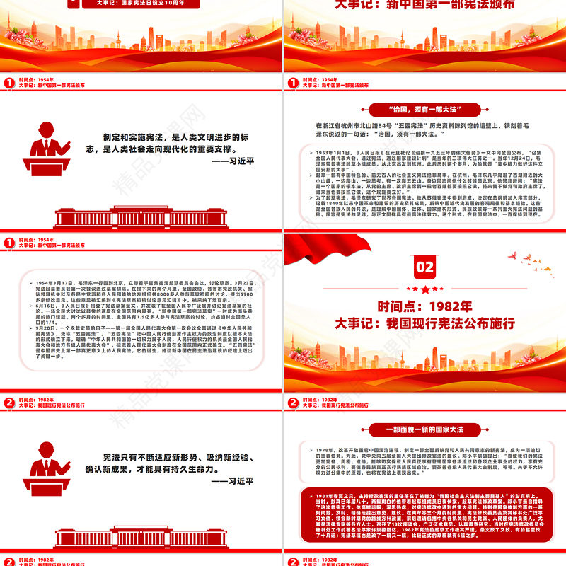 简约风依宪治国70年PPT国家宪法日设立10周年课件模板