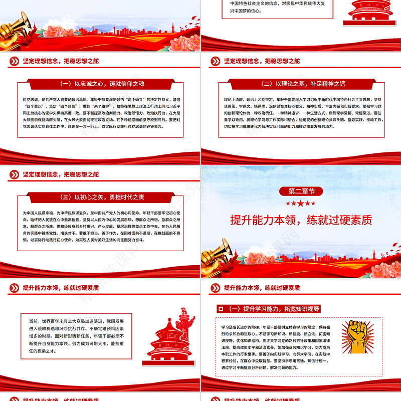 红色精美年轻干部座谈会发言讲话PPT模板下载