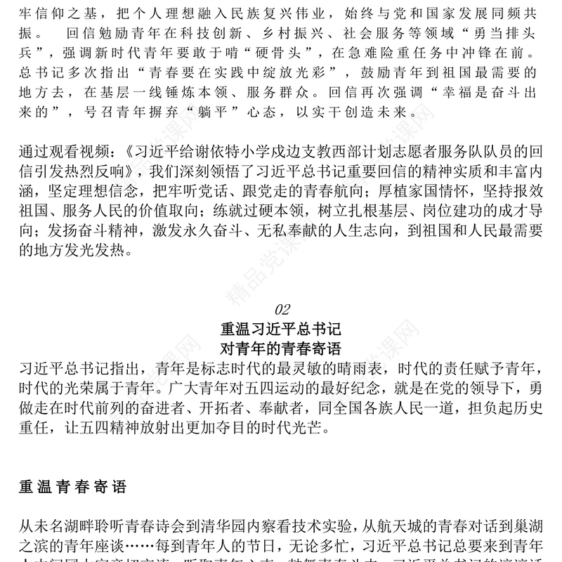精美时尚新时代青年学习总书记重要回信精神PPT微党课(讲稿)