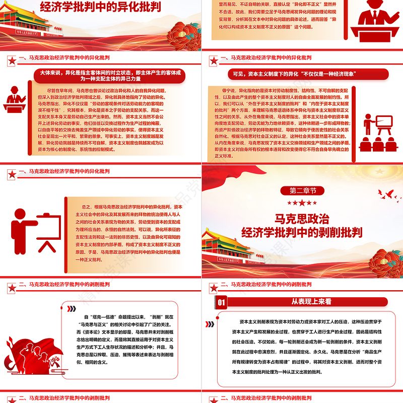 深刻把握马克思政治经济学批判的三重维度ppt华美风马克思政治经济学专题党课课件