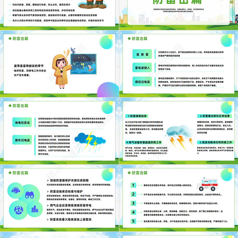 2024做好夏季四防确保安全生产PPT渐变精美卡通夏季四防安全培训模板课件