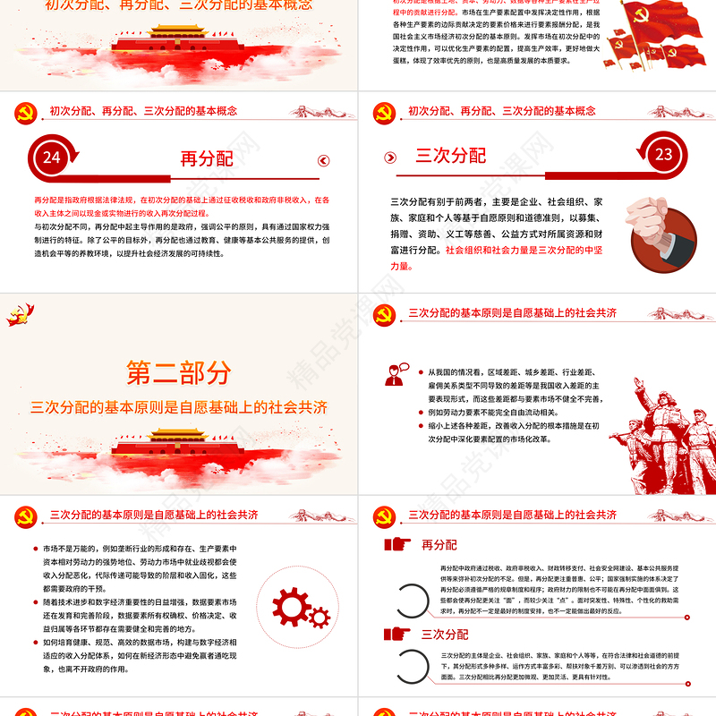 三次分配的作用和边界PPT红色简约风三次分配的基本概念以及如何促进共同富裕党课课件