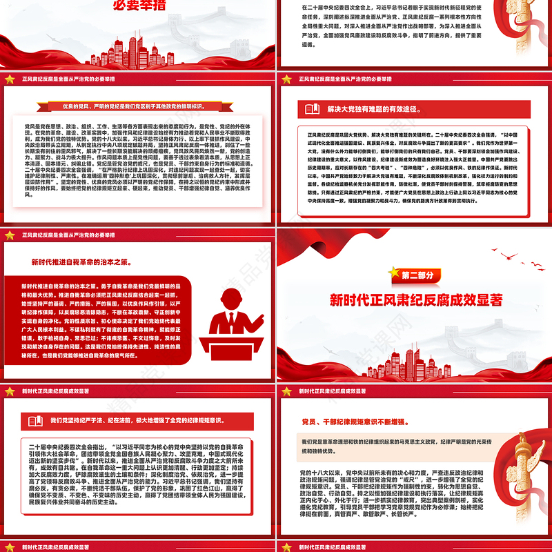 2025正风肃纪反腐PPT简洁风推进党的自我革命党课