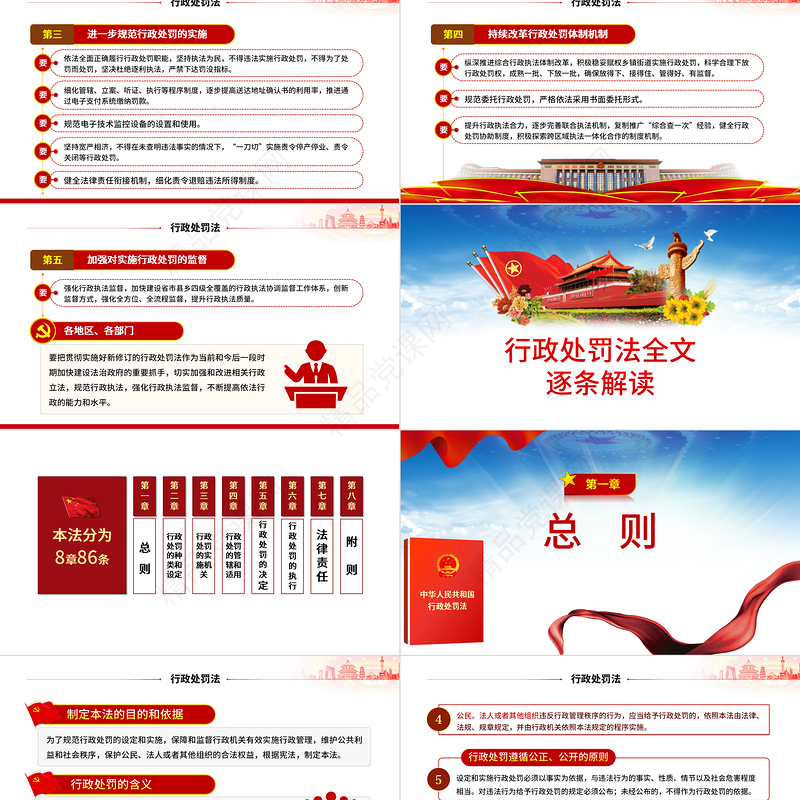 年修订中华人民共和国行政处罚法ppt蓝色大气行政处罚法全文解读专题党课课件