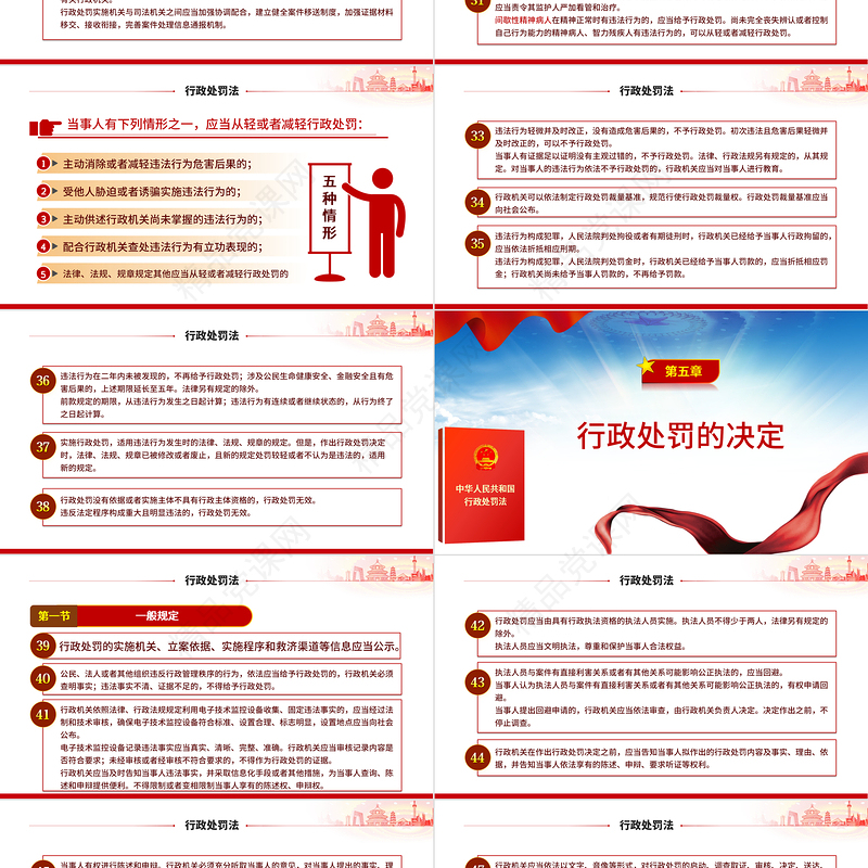 年修订中华人民共和国行政处罚法ppt蓝色大气行政处罚法全文解读专题党课课件